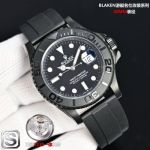 SJ Factory Rolex Yacht-Master 40mm Titanium 3235 Movement Black Face Flurorubber Strap Grey Second Watch